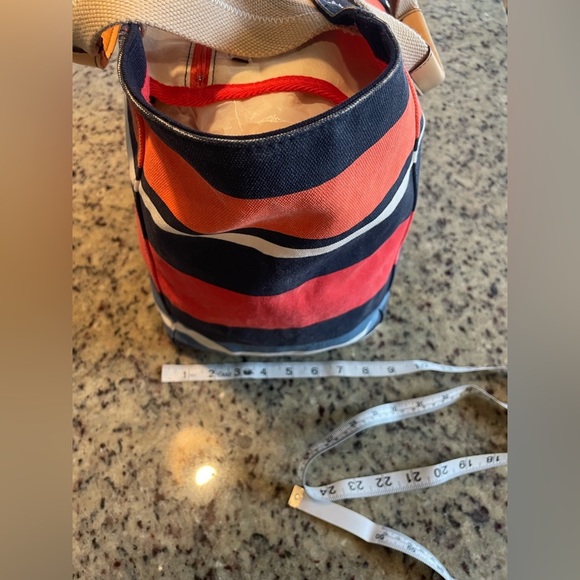 Gap Striped leather trimmed Canvas Tote Bag - Picture 3 of 6